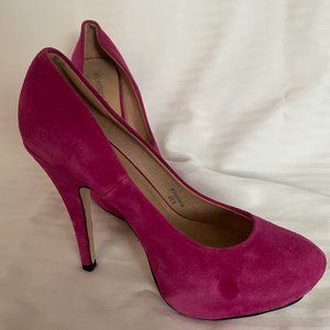 pink suede high heels size 9